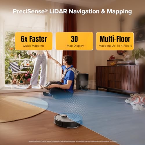 roborock Qrevo 5AE black Robot Vacuum Cleaner, 12000Pa Suction, Dual Anti-Tangle Brushes, Smart Obstacle Avoidance, Dual Liftable Spinning Mops, Auto Mop Washing,Self Drying, Self-Emptying & Refilling