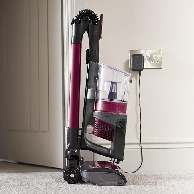 Shark Cordless Stick Vacuum Cleaner with Anti Hair Wrap, 40 Minute Run time, Flexible DuoClean Vacuum Cleaner with LED Lights, Dusting Brush, Crevice & Upholstery Tools, Burgundy Red, IZ201ME
