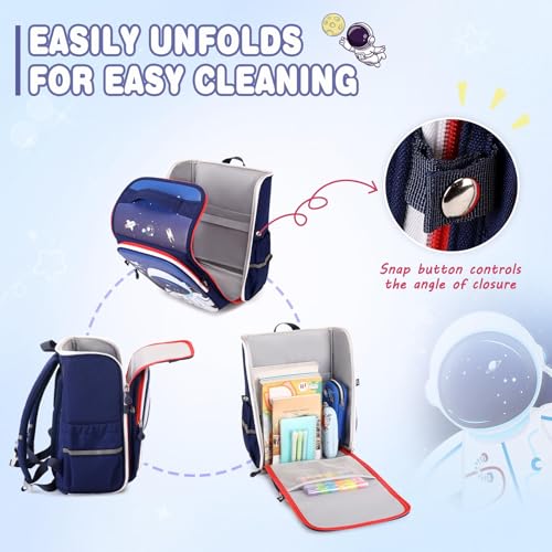 KASTWAVE Kids Backpack, Space Astronaut Bookbag School Backpacks, Kids Kindergarten Backpack, School Book Bags, for Kindergarten Preschool Elementary (Blue)