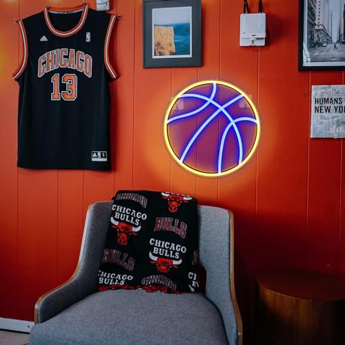 Basketball Neon Sign Basketball Led Neon Light, Dimmable LED Neon Signs for Bar Club Wall Decor, Sports Neon Signs for Room Bedroom Shop Decor, Gift for Christmas Birthday 12.6Ã—11.6 Inch (Blue)