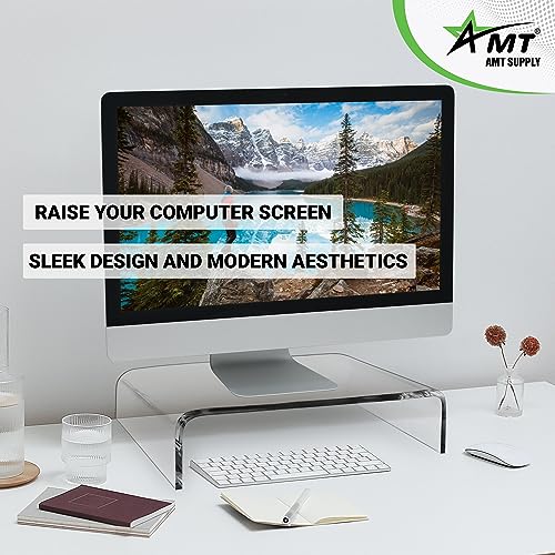 Mnixy AMT Premium Acrylic Monitor Stand - Clear Monitor Riser