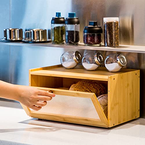 AINILE Bamboo Bread Bin Wooden Bread Boxes ? Bread Box for Bread Storage Stylish Bread Box 40 x 25 x 20 cm