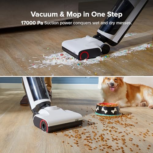 Roborock Flexi Lite Wet Dry Vacuum Cleaner Cordless, Lightweight Vacuum Mop with 17000 Pa Suction,180° FlatReach Design, Self-Cleaning and Hot Air Dry Floor Cleaner for Mopping Hard Floors