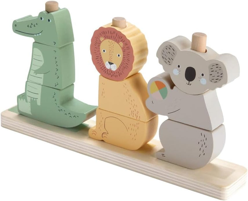 Fisher-Price Baby & Toddler Toy Wooden Stack & Sort Animals, 10 Wood Pieces for Developmental Play Ages 1+ Years