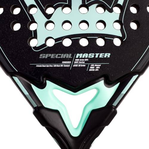 Black Crown - Black Crown Special Master Padel Racket - 355 g to 370 g - Carbon Tubular Frame - 12K Carbon Core - SSB Black EVA Rubber - 40% Power, 60% Control