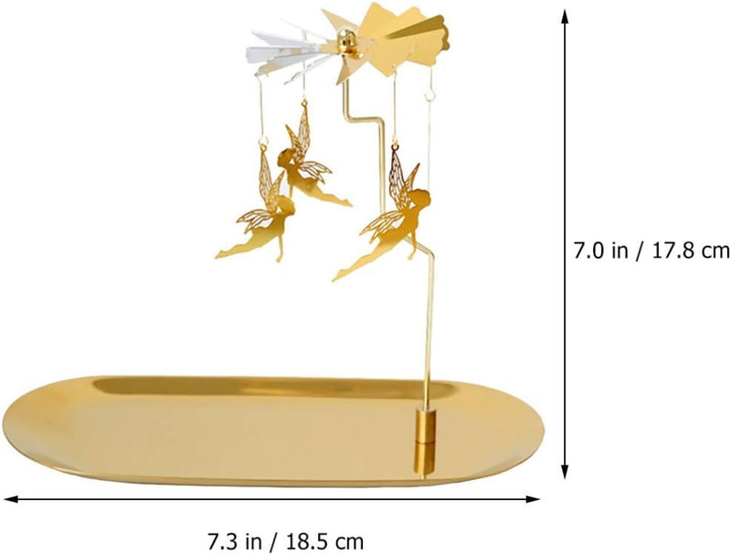 SYOSI Rotary Candle Holder Spinning Candleholder, Fairy Rotating Candle Holder Candle Holder with Tray Table Centerpieces for Wedding Party Diwali Decoration Golden