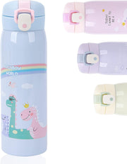 Kids Water Bottles, Kids Stainless Steel Water Bottle BPA-Free, Leak Proof Insulated Water Bottles for Boys and Girls, Reusable Metal Water Bottles-Keep 12 Hours Hot & 24 Hours Cold (PINK-500ML) - BLUE-500ML