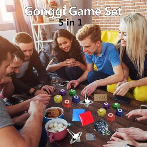 Korean Folk Game Set – Traditional Korean Play Games including Jebi Chagi, Gonggi, Biseokchigi, Paeng-i, and Ddakji. Perfect for Family Travel and Fun