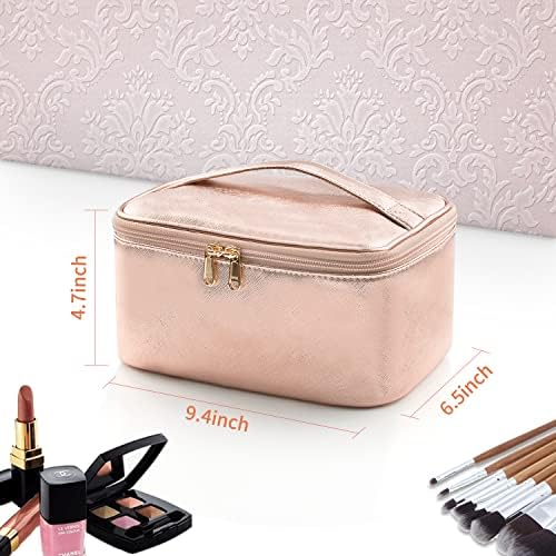 OCHEAL Makeup Bag, Portable Cosmetic Bag, Large Capacity Travel Makeup Case Organizer, Black Makeup Bags For Women Toiletry Bag for Girls Traveling With Handle and Divider