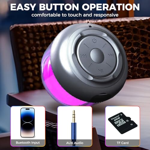 Portable Bluetooth Speaker, Mini Wireless Speakers Bluetooth 5.0 Outdoor Speaker with RGB LED Light, TWS Dual Pairing, TF Card Play Support, Party, Camping, Travel (Multicolor)