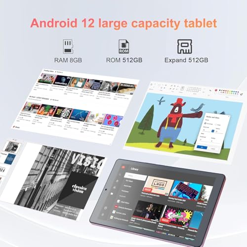 C idea 9 inch Tablet,8GB+512GB,WiFi 5G LTE, Android 12 Tablet Expandable 512GB TF 5MP+8MP Dual Camera With Case, Tablet for Adult and Teenager, CM915(Green)