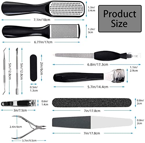 SYOSI 15Pcs Professional Pedicure Tools, Nail Toenail Clipper Nail File for Hard Skin Dead Skin, Foot Clean Care, Exfoliating Stainless Steel Pedicure Tools