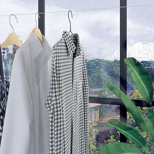 Joyzzz Telescopic Clothesline, Adjustable Length Automatic Telescopic Clothesline, White Plastic Clothes Drying Rope, 5 Line Easy Installation Wall Mounted Clothes Hanging Line