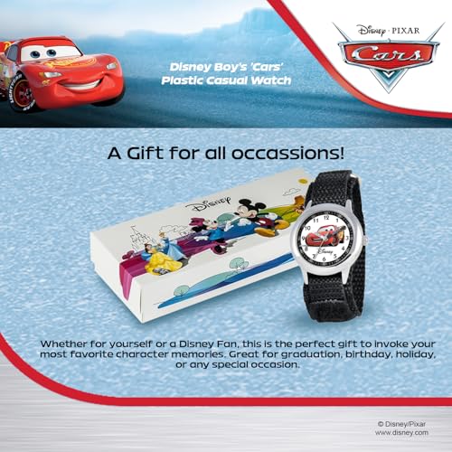 Disney Cars Kids' Stainless Steel Time Teacher Analog Quartz Nylon Strap Watch, CARS, NO SIZE, SS Kids