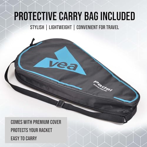 VEA Diamond Pro Padel Racket with Cover - Carbon Fiber Racquet, Lightweight, EVA Core - Professional Performance