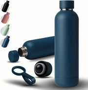 AZH-1000ml Stainless Steel Water Bottle 1litre Double Insulated Water Bottle for Kids School Carry Handle BPA Free Drinking Thermos Flask زجاجة معزولة (BLACK, LARGE) - LARGE DARK BLUE