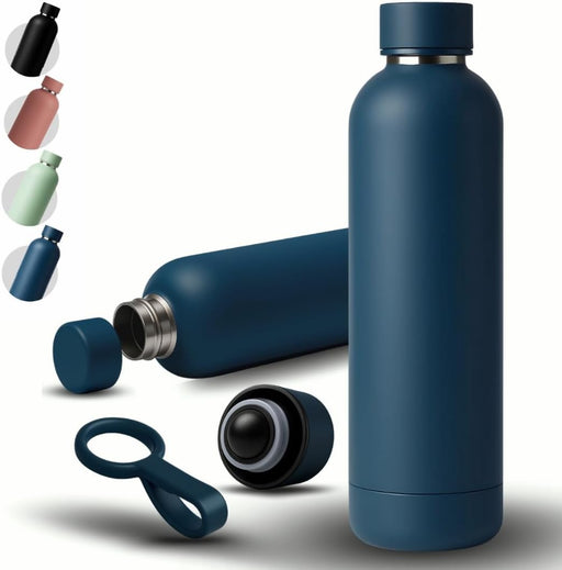 AZH-1000ml Stainless Steel Water Bottle 1litre Double Insulated Water Bottle for Kids School Carry Handle BPA Free Drinking Thermos Flask زجاجة معزولة (BLACK, LARGE) - LARGE DARK BLUE
