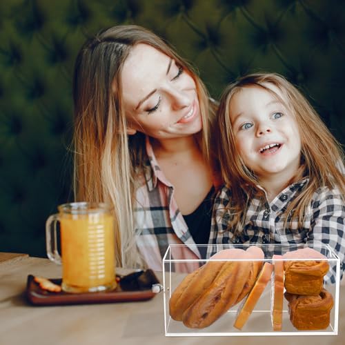 RimCereal Clear Bread Box Acrylic Bread Storage Container Display for Homemade Storage Bin for Kitchen Countertop, Muffins, Rolls Cake Food Party