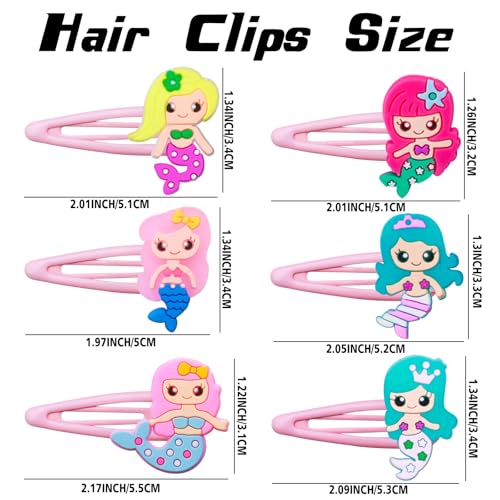 30PCS Mermaid Hair Clips for Girls Women, Mermaid Themed No Slip Snap Hair Pins Mermaid Hair Accessories Mermaid Party Favors (30pcs, Mermaid)