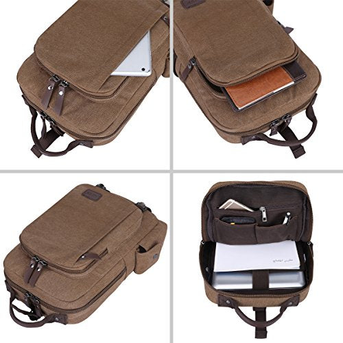 S-ZONE Men Crossbody Sling Bag Fit for 14 Inch Laptop Casual Canvas Single Chest Shoulder Backpack