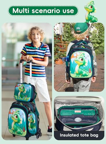 School Bag,Children School Bag Student Backpack with Pencil Bag, Lunch bag, Trailer, 3D cartoon pattern Large volume Waterproof Bookbag and for 3-10 Year Elementary Kindergarten