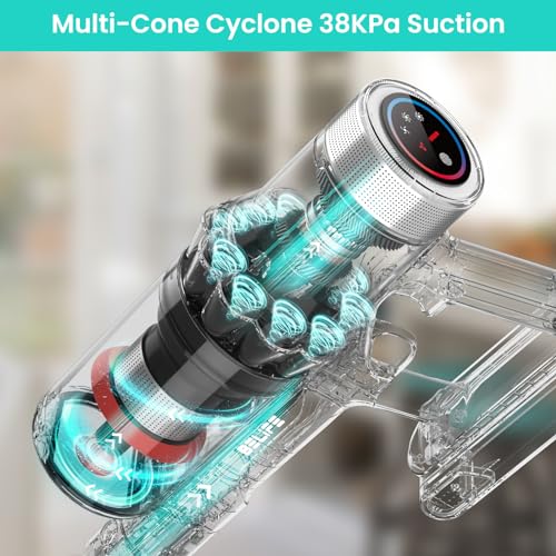 Belife BVC11 Cordless Vacuum Cleaner, 38Kpa/450W Powerful brushless motor with 45 mins runtime, 6 in 1 Wireless Vaccum Cleaner for Home Floor Pet Hair, LED display (gold)
