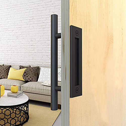 MAKINGTEC Sliding Door Handle, Heavy Duty Barn Door Handle Stainless Pull Hardware Set Hardware Handle for Closet Home Black Door Handles