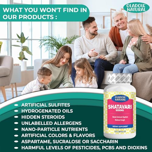 Oladole Natural Shatavari Supplement - 1000mg (120 Capsules) | Improve Hormonal Balance, Women's Reproductive Health, Immune & Inflammatory Support, Mental Clarity | Non-GMO, Gluten Free