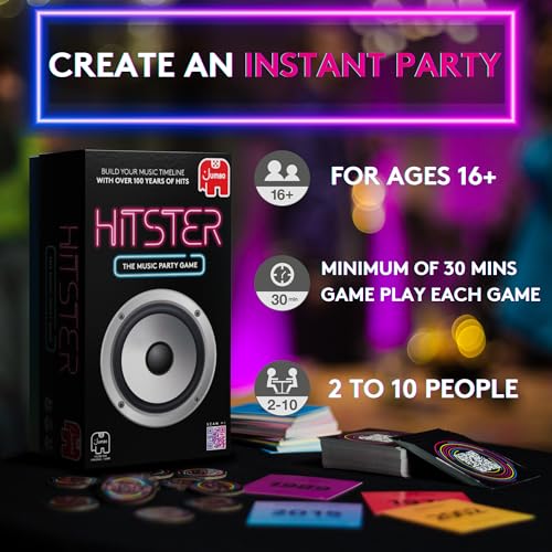 Jumbo Hitster - The Music Party Board Game, 2-10 Players, 300+ Iconic Hits - Great for Game Nights, Date Nights, Parties, Adult and Family Games (UK Edition)