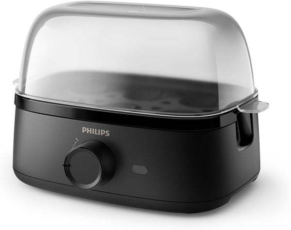 Philips Egg Cooker 3000 Series - 400W, 6 Eggs Capacity, Cooking Levels, Poached Accessory, Ready Signal, Black - HD9137/91