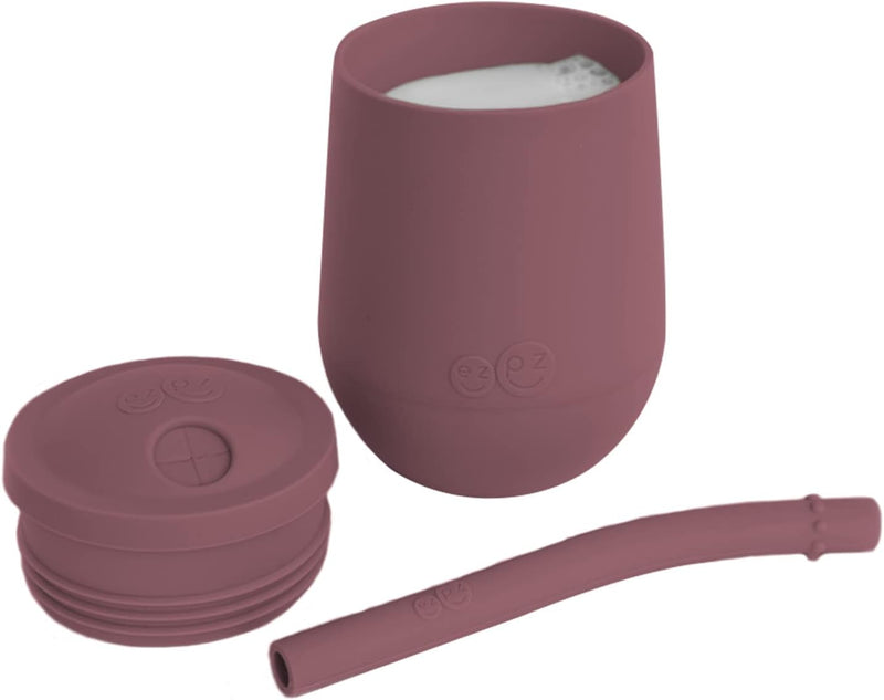 ez pz Ezpz Mini Cup + Straw Training System (Blush) - 100% Silicone Training Cup For Infants + Toddlers - Designed By A Pediatric Feeding Specialist - 9 Months+