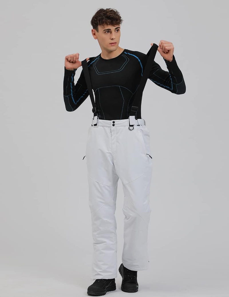 YEEFINE Men's Waterproof Snow Pants Insulated Outdoor Ski Pants Winter Warm Detachable Suspender Snowboard Bibs