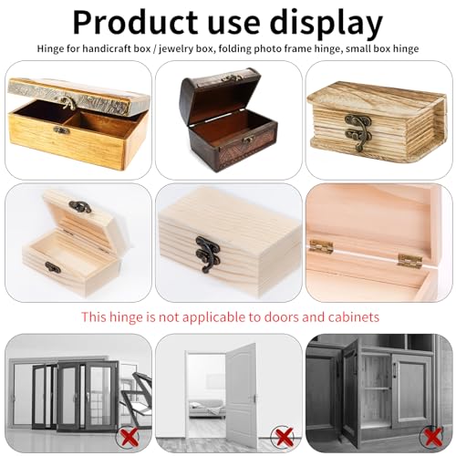 Prasacco 300-Piece Jewelry Box Hardware Set, includes 40 Jewelry Box Hinges 20 Antique Right Latches Hook Hasps 240 Replacement Screws, Small Decorative Hinges for Wooden Box Cabinet (Bronze Color)