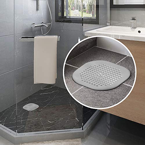 VIKKA 5 PCS Silicone Sink Strainer, Anti-Clogging Shower Drain Hair Trap Catcher, Kitchen Sink Stopper - Bathroom Sink Set, Filter for Bathroom Tub (Gray)