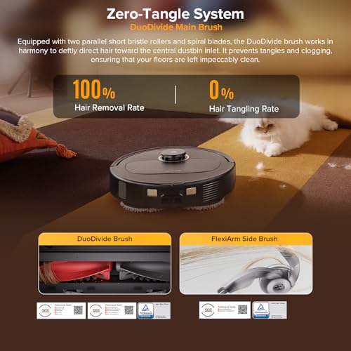 roborock Qrevo 5AE black Robot Vacuum Cleaner, 12000Pa Suction, Dual Anti-Tangle Brushes, Smart Obstacle Avoidance, Dual Liftable Spinning Mops, Auto Mop Washing,Self Drying, Self-Emptying & Refilling