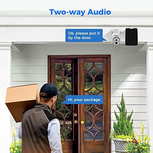 Hiseeu Solar Security Camera Outdoor, 4MP Wireless Battery Camera, PTZ 360° View, PIR Motion Detection, Color Night Vision, IP66, 2-Way Audio, 2.4G WiFi, Compatible with Alexa…