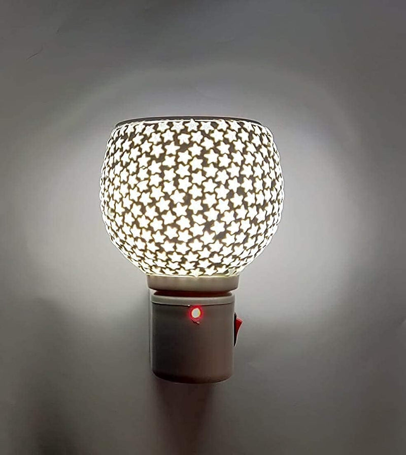 SHREE HANS CREATION | Kapur Dani Electrical Camphor Diffuser. Glass Kapoor Dhani & Essential Oil Diffuser with On Off Switch to Toggle Between Burner & Lamp (Star Mini)