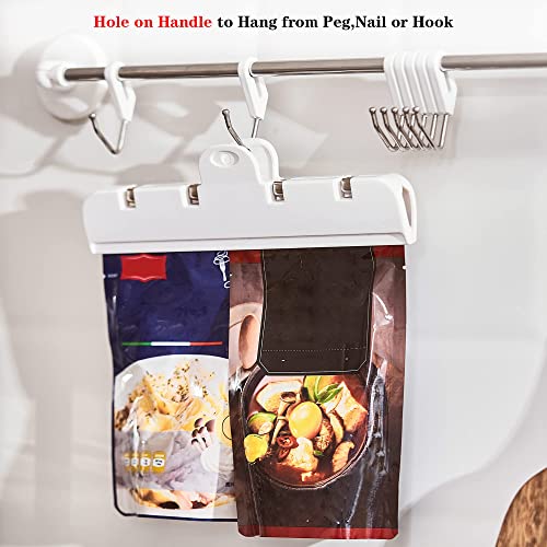 KASTWAVE 4 Pack Magnetic Food Storage Bag Clips - Airtight Seal for Bread, Snacks & More (White & Clear)
