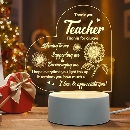 Afterprints Teacher Gifts - Engraved Night Light, Teacher Appreciation Gifts for Women on Teacher's Day Birthday Retirement Farewell Christmas, Thank You Gifts for Teachers from Student