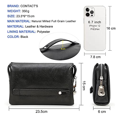 Contacts Genuine Leather Code Lock Clutch Wallet for Men Travel Anti Theft Clutch Bag Wristlet Handbag Organizer