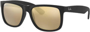 RB4165 Justin Rectangular Sunglasses - Black Rubber/Gold Mirror