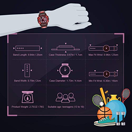 Kids Digital Sport Watch, Boys Girls Waterproof Sports Outdoor Watches Children Casual Electronic Analog Quartz Wrist Watches with Alarm Stopwatch