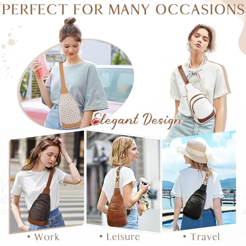 RAVUO Sling Bag for Women, Water Resistant Small Crossbody Chest Bag Trendy with Adjustable Strap Faux Leather Fanny Pack Backpack for Travel Sport Hiking