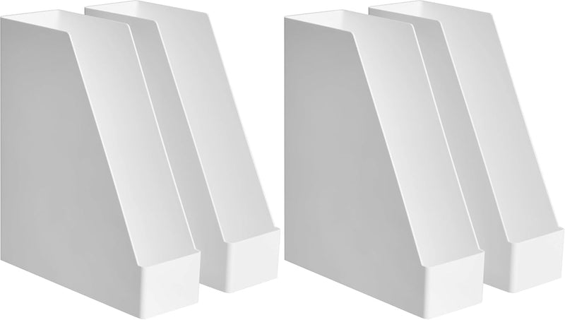Amazon Basics Stackable Office Letter Organizer Desk Tray - Pack of 2, Black - 4 Pack Magazine Rack, 2-Pack