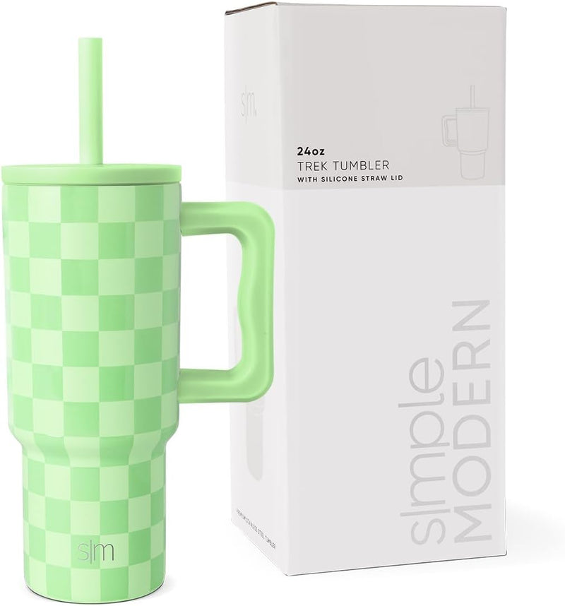 Simple Modern Kids 24 oz Tumbler with Handle and Silicone Straw Lid | Spill Proof and Leak Resistant | Reusable Stainless Steel Bottle | Gift for Kids Boys Girls | Trek Collection | Asteroid