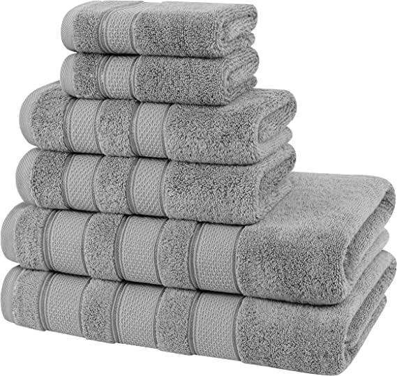 6 Piece Towel Set Luxury Hotel Quality 600 GSM 100% Turkish Genuine Cotton, 2 Bath Towels, 2 Hand Towels, 2 Washcloths, Super Soft & Absorbent - (Bright White, 6 Piece Towels)