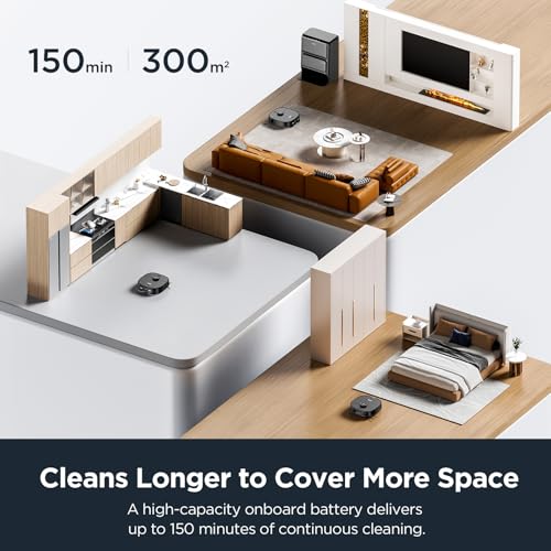 EUREKA Robot Vacuum Cleaner & Mop All-in-One Station, AI 3D Obstacle Detection, Intelligent Pet Bypass, Car Carpet Detection, Ideal Against Pet Hair, App & Voice Control, J12 Black