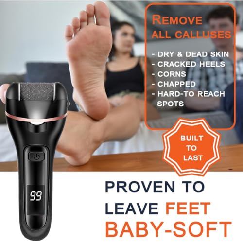 Bixbite 18 Pcs Foot Scrubber for Dead Skin, Get Smooth Feet at Home with Electric Callus Remover for Feet, Rechargeable Electric Foot Callus Remover for Cracked Heels, 30+ Foot Scrub Salon Procedures