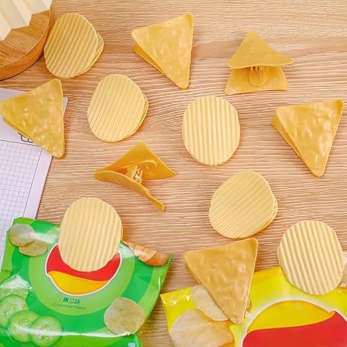24 Pack Chip Clips Bag Clips Food Clips, Potato Corn Shaped Chip Funny Sealing Clips Snack Bag Sealer for Home Kitchen Food Storage (12 Round + 12 Triangular)