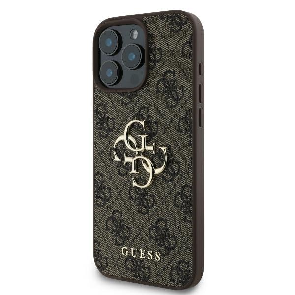 CG MOBILE Guess Case Compatible with iPhone 16 Pro Max Back Cover Hul - 4G PU Big Logo - Brown (iPhone 16 Pro Max)